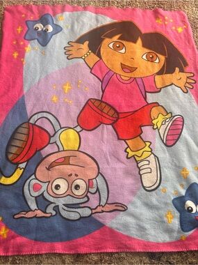 Vintage 2004 Dora the Explorer Character Blanket